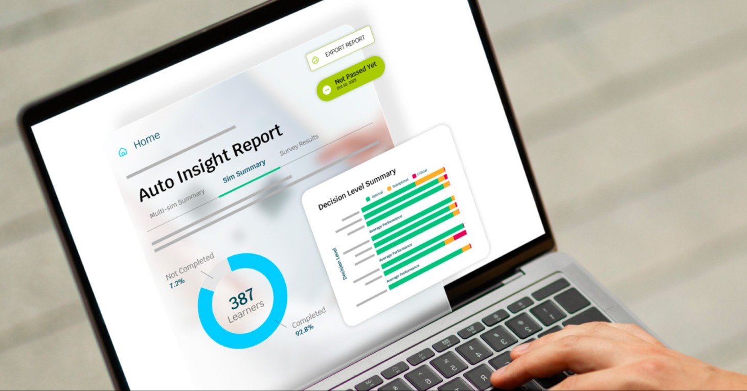 A laptop screen showing a simulation report of the best training software 