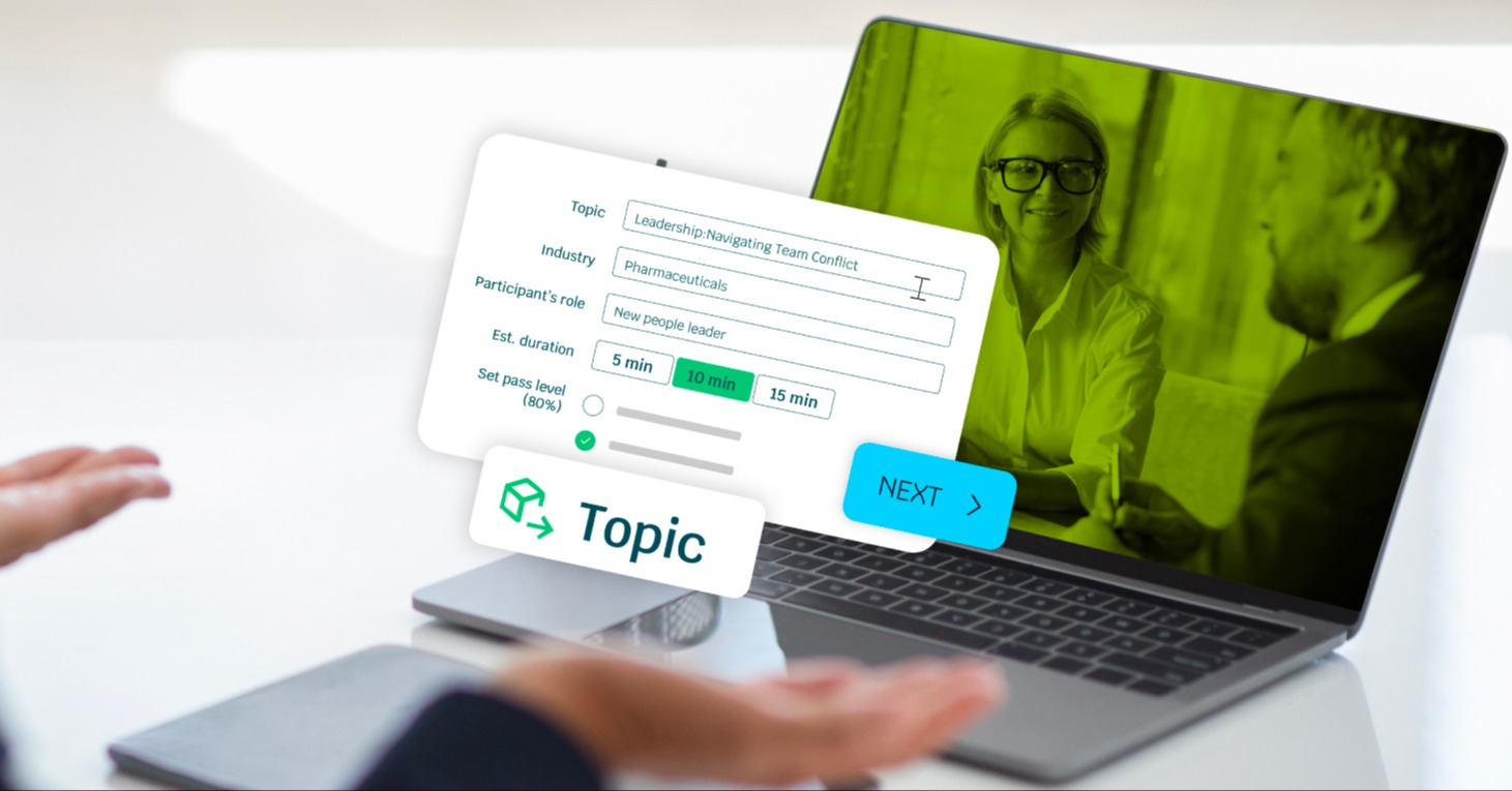 L&D professional creating a leadership development simulation using the best upskilling platform